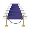 Blue carpet on stairs with railing vector, illustration Royalty Free Stock Photo